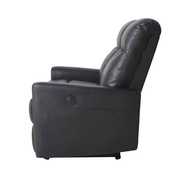 Canapé relax électrique - 2 places - JESS - Cuir et simili noir - 135 x 97 x 98 cm