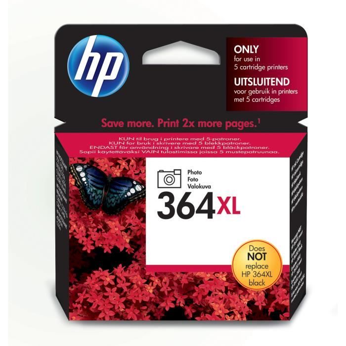 HP 364XL Cartouche d'encre photo grande capacité authentique (CB322EE) pour HP DeskJet 3070A et HP Photosmart 5525/6525