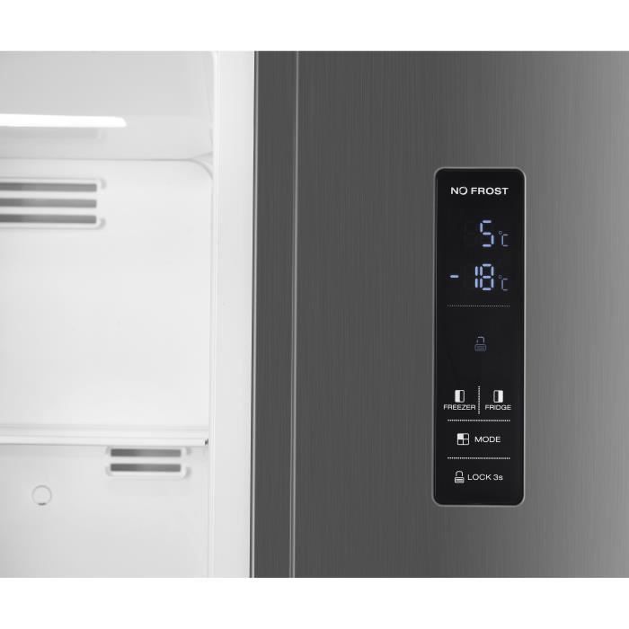 Réfrigérateur CONTINENTAL EDISON - CERASBS442IX - side by side - 442L - L90 cm x H177 cm - Inox