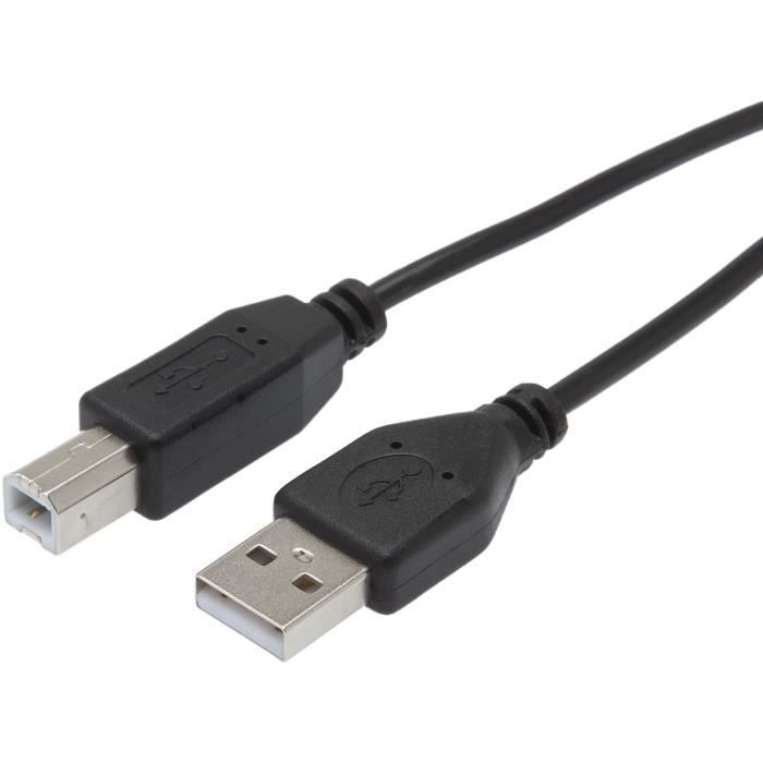 APM Cordon USB 2.0 USB-A/USB-B - Mâle/Mâle - Noir - 1,8m