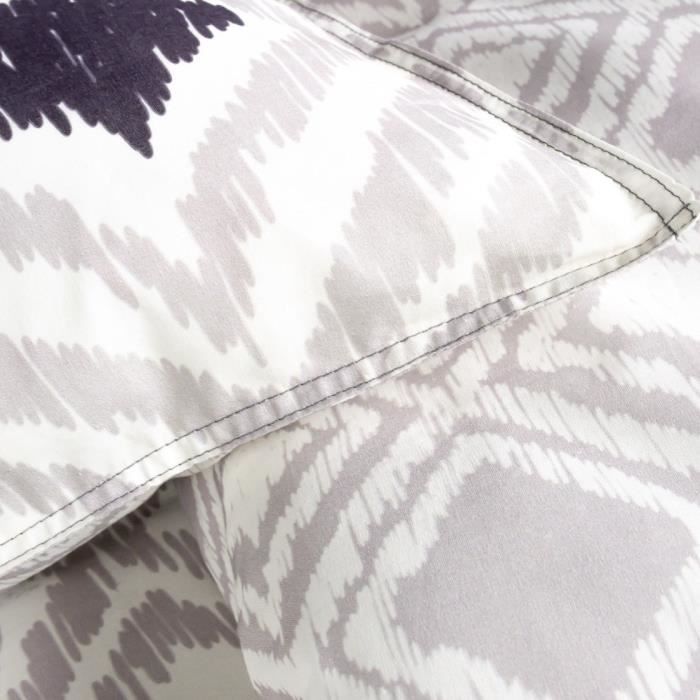 Parure de lit Sunshine - 2 personnes - 220 x 240 cm - 100% coton - Blanc Motif Géométrique - TODAY