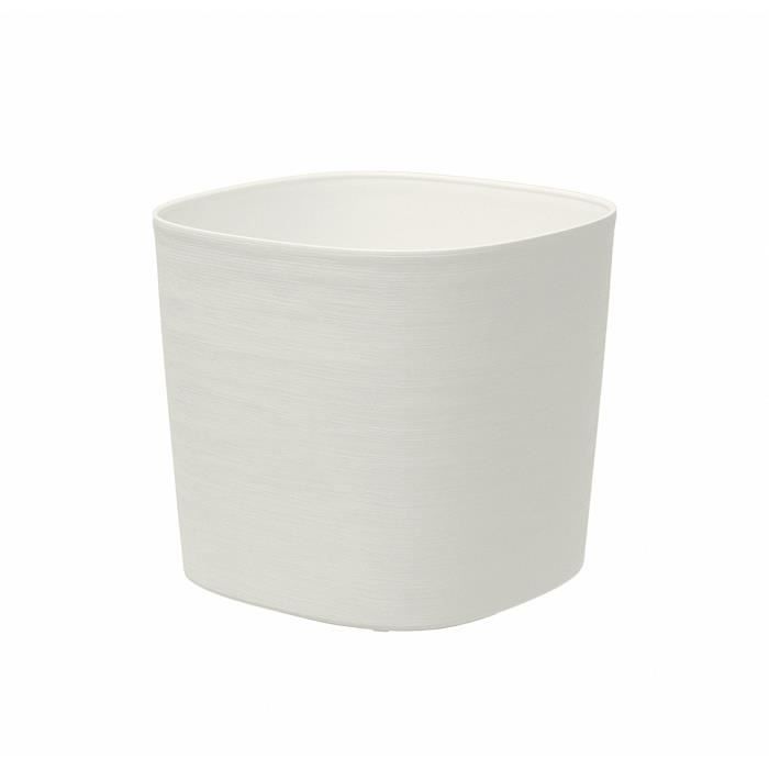 Pot avec r�serve d'eau - GARDEN ID Respect - Blanc 40 x 40 cm - 100% d�chets m�nagers - 100% recyclable - Surface structur�e.