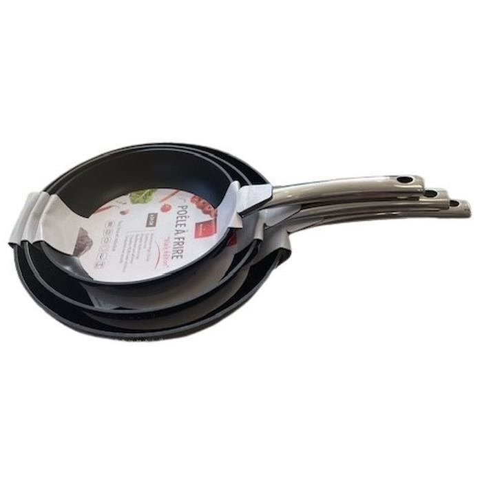 Set di 3 padelle - BAUMALU - Black edition - 24 / 28 / 32 cm - Alluminio