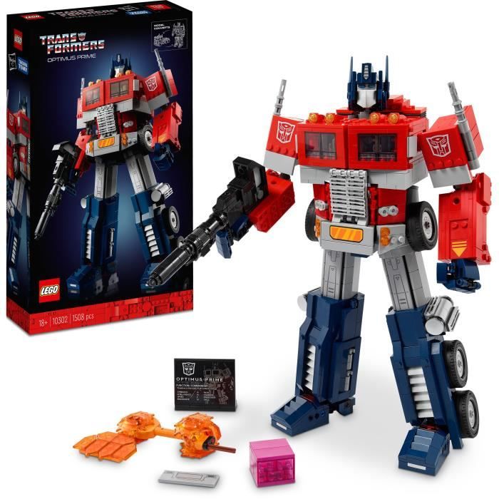 LEGO ICONS? 10302 Optimus Prime, Figurine Autobot Robot de Transformers, Maquette Camion, Adulte
