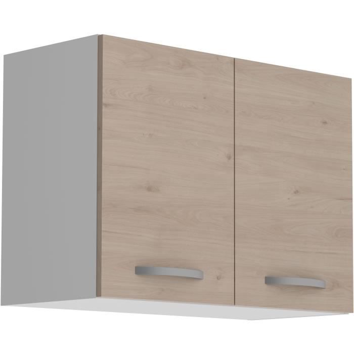 OSLO Meuble haut 2 portes - D�cor Chene Jackson - L 80 x P 36 x H 58 cm