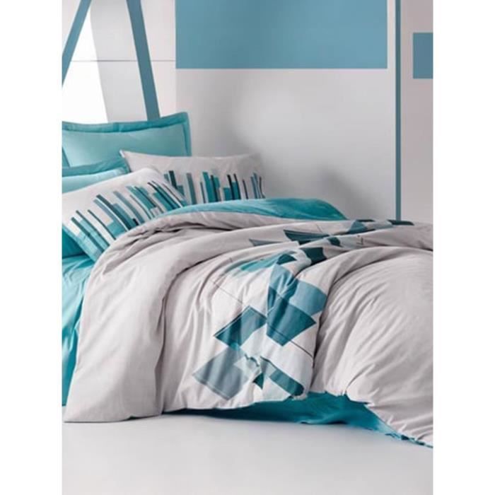 Image secondaire de Parure de lit - 1 housse de couette 220 x 240 cm + 2 taies d'oreiller 60 x 60 cm - 100% coton renforcé - Vert