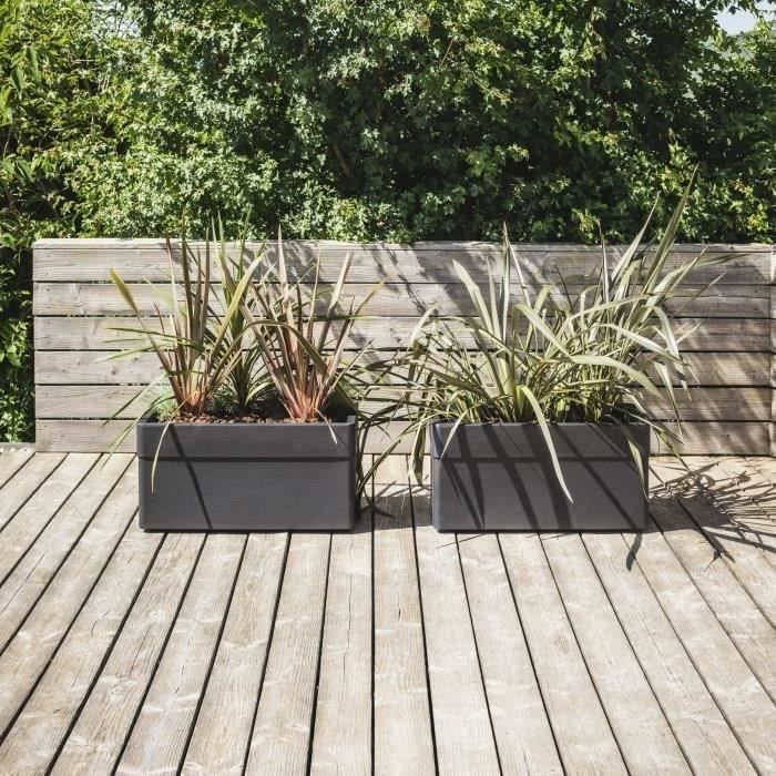 Image secondaire de Jardinière Carel 80 cm avec roulettes - EDA - Gris Anthracite