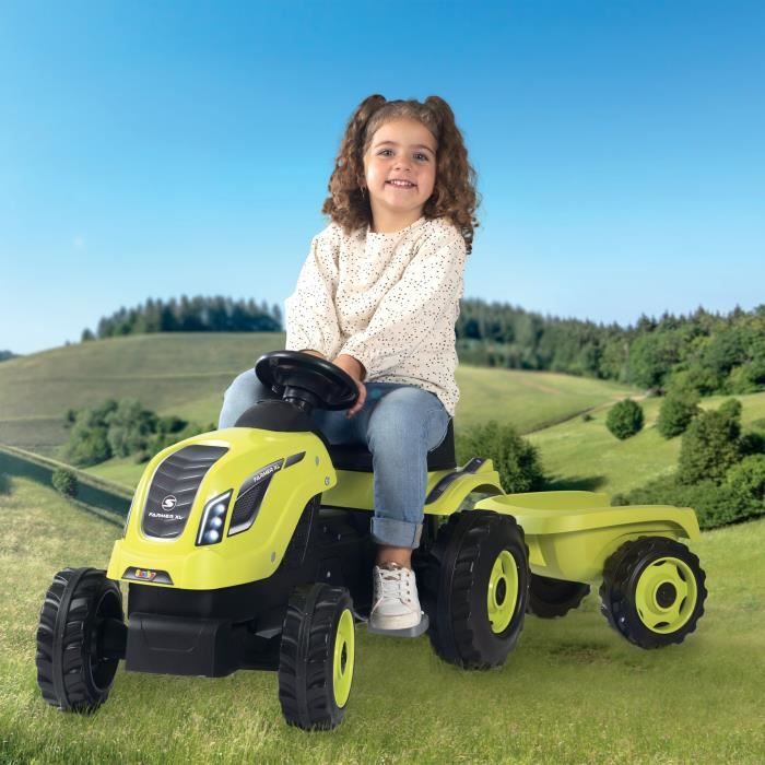 SMOBY Tracteur a pédales Farmer XL + Remorque - Vert