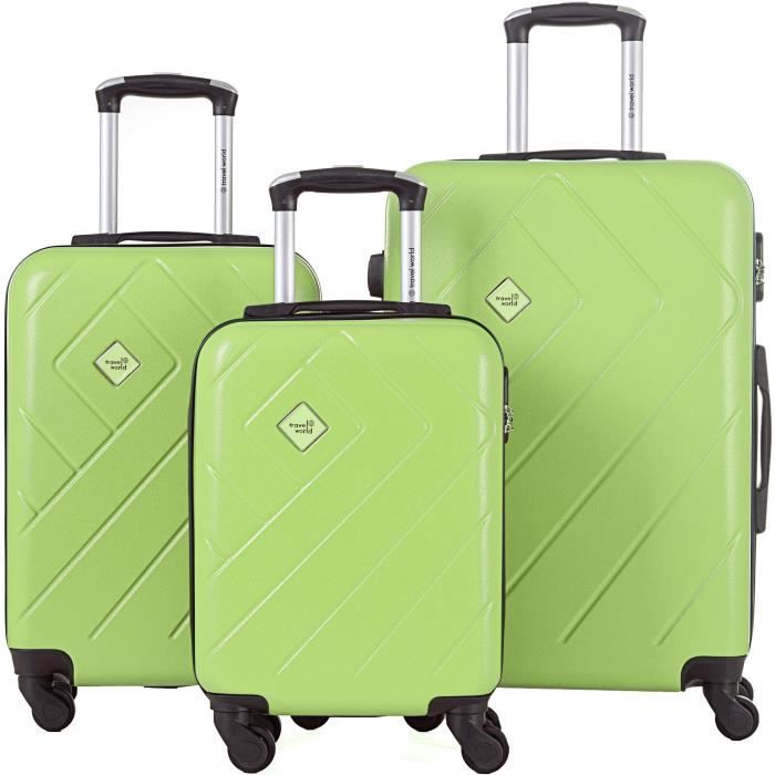TRAVEL WORLD - Ensemble de 3 valises 45/55/65cm avec deux cabines