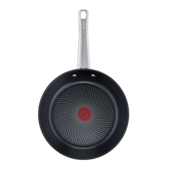 TEFAL B922S304 Lot de 3 poeles 20/24/28 cm, Induction, Acier inoxydable haute qualité, Revetement antiadhésif sûr, Cook Eat, Inox