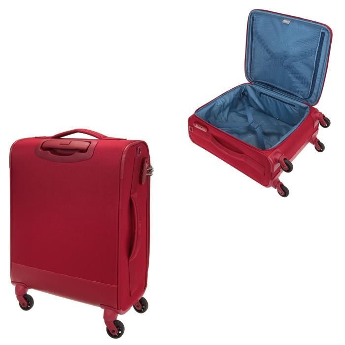 DELSEY Valise Cabine Low Cost Souple 4 Roues 55cm PIN UP5 Rouge