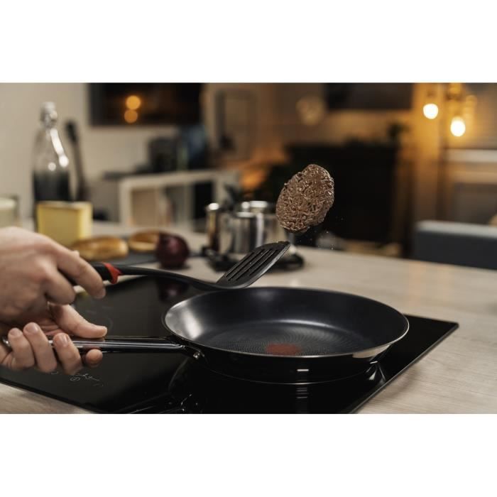 TEFAL B922S304 Lot de 3 poeles 20/24/28 cm, Induction, Acier inoxydable haute qualité, Revetement antiadhésif sûr, Cook Eat, Inox