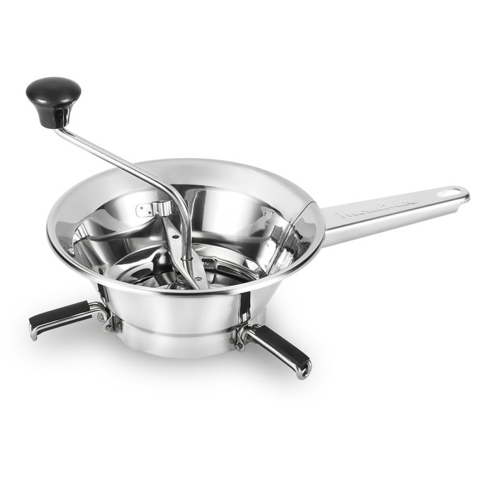 MOULINEX A45306 Moulin a légumes 24 cm, 2 grilles inox, Pied rabattables, Soupe, Purée, Coulis, Fabriqué en France, Inox