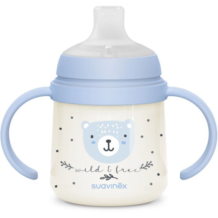 Biberon avec anses SUAVINEX NIGHT&DAY WILD&FREE 150 ml Bleu