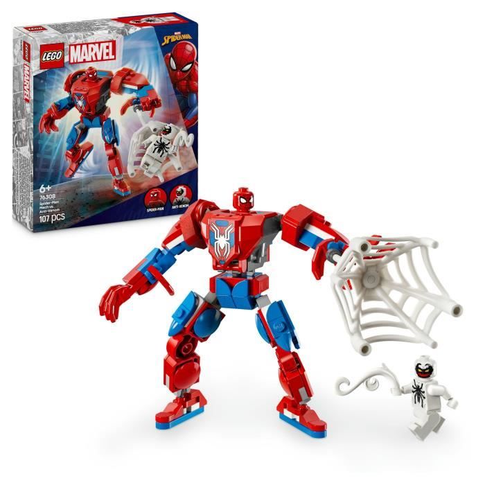 LEGO Marvel 76308 Le robot de Spider-Man contre Anti-Venom - Jeu de super héros des 6 ans