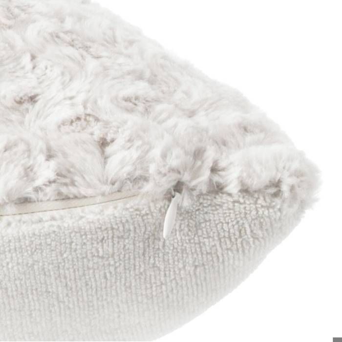 Coussin fourrure bouclé - Carré - Ecru - 45 x 45 cm
