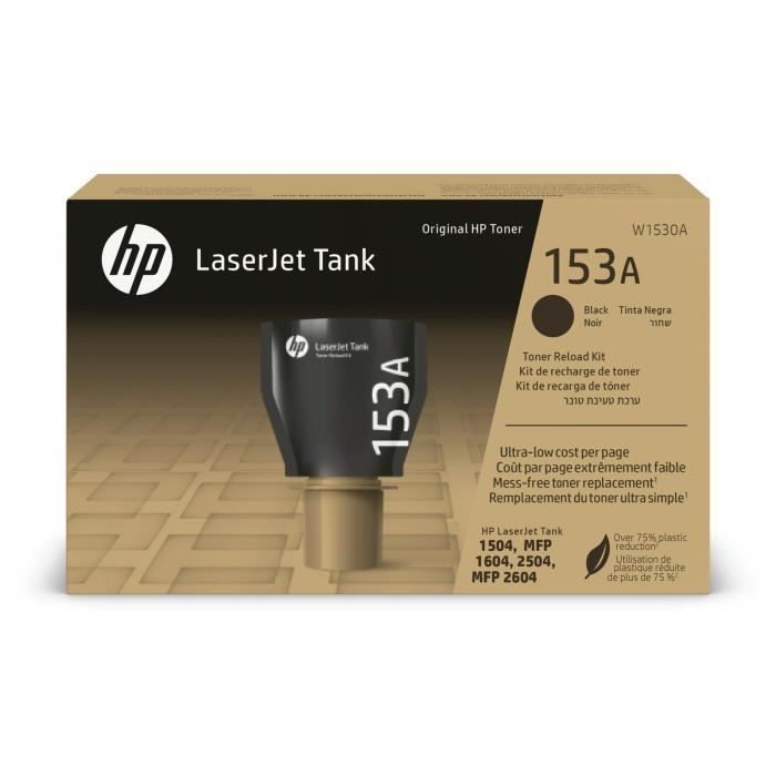 Kit de recharge de toner noir Authentique- HP - HP 153A - Pour LaserJet Tank (W1530A)