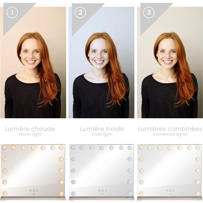 Image secondaire de Miroir de maquillage - LIVOO - DOS207 - 56 x 44 cm - 15 LEDs - 3 modes lumineux