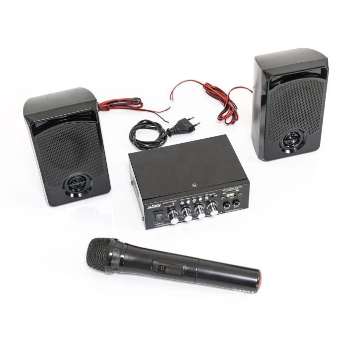 PARTY LIGHT&SOUND PARTY-KA100 - Kit karaoké : 1 amplificateur 2x50W, 2 enceintes, 1 micro - 76dB - Bluetooth, USB
