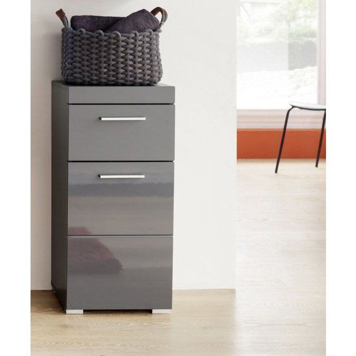 Mueble bajo de ba�o AMANDA - 1 puerta + 1 caj�n - L37 x P31 x H79 cm - Gris - TRENDTEAM