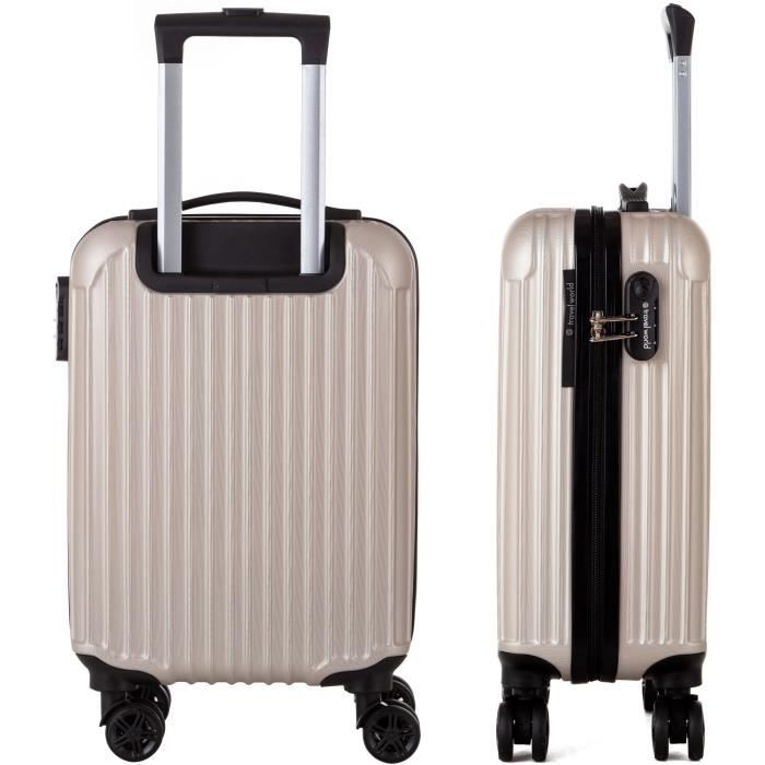 TRAVEL WORLD Valise Trolley 50cm avec 4 Roues Champagne Mixte