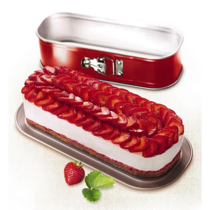 TEFAL Moule a cake Delibake en acier - Ø 30 x 11 cm - Rouge et gris - Avec charniere