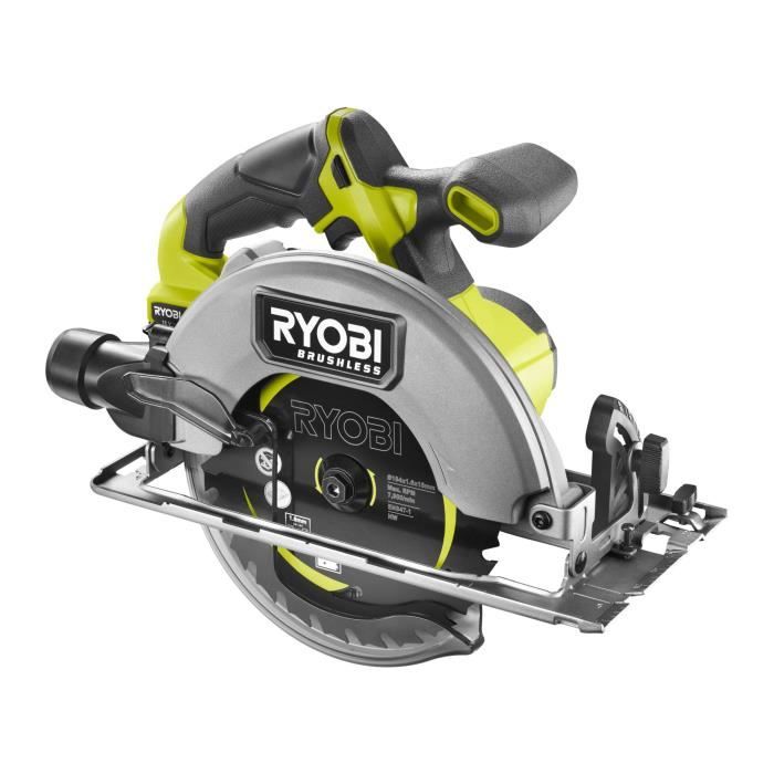 Scie circulaire - RYOBI - Brushless - Moteur sans charbons - 18V - Diam. 184 mm x 16 mm - 4 500 tr/min - Livrée avec 1 lame 24 d