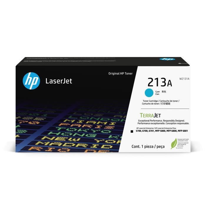 Cartuccia toner ciano originale HP 213A (W2131A) per HP LaserJet Enterprise 5700/6700/MFP 5800/6800/6801