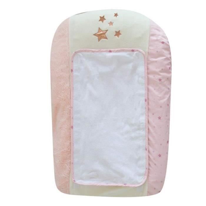 DOMIVA Matelas a langer Jolly - Eponge 100% coton - + 2 éponges - Blanc/Rose - 50 x 75 cm