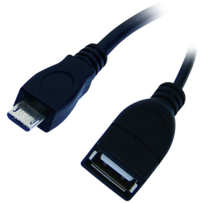 APM Adaptateur OTG USB 2.0 Micro USB/USB-A - Mâle/Femelle - Noir