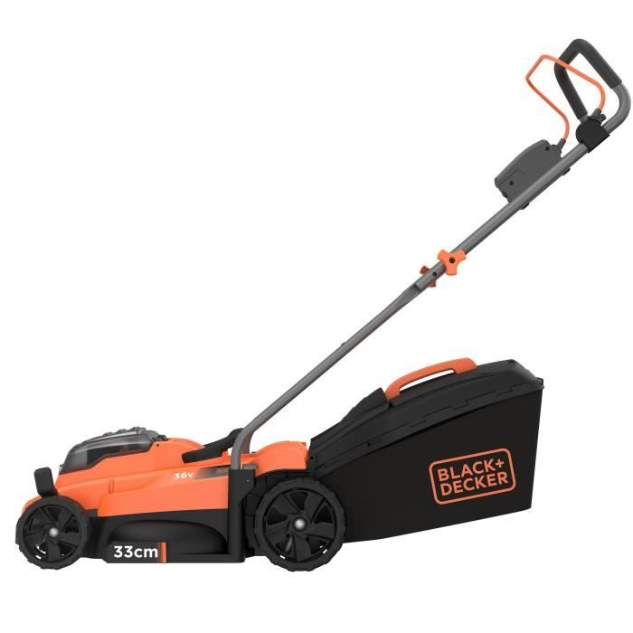 Image secondaire de Tondeuse a Gazon Electrique Sans Fil 36V BCMW3336L1-QW - BLACK+DECKER - Coupe 33cm - Batterie 2,5 Ah - Mulching