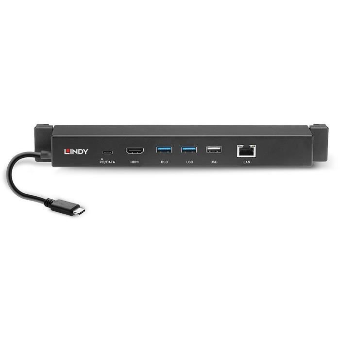 LINDY - 43319 - Mini Docking Station USB 3.2 Gen 2 Type C - HDMI, PD 3.0 100W, USB 3.2 Gen 2, Gigabit