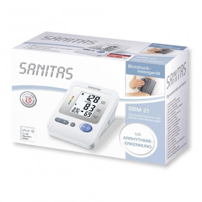 Sanitas SBM 21 Tensiometre au Bras - Suivi Quotidien de votre Tension Artérielle - Détecteur d'Arythmie Cardiaque