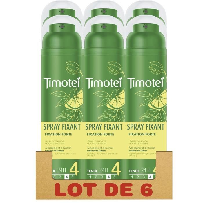 TIMOTEI Lot de 6 Sprays Fixant a l'Extrait Naturel de Citron Fixation Forte pendant 24h - 250ml