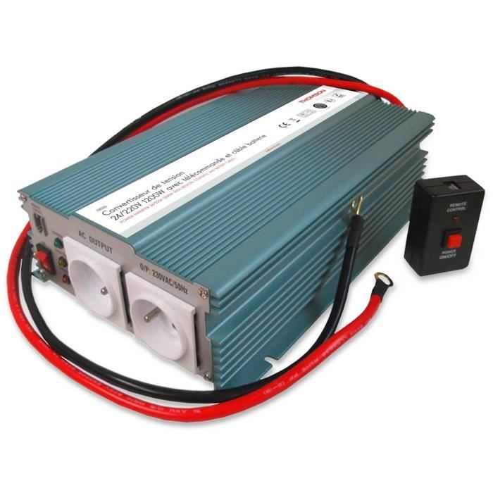 Convertisseur de tension - THOMSON - 24/220 V - 1200 W - Avec télécommande