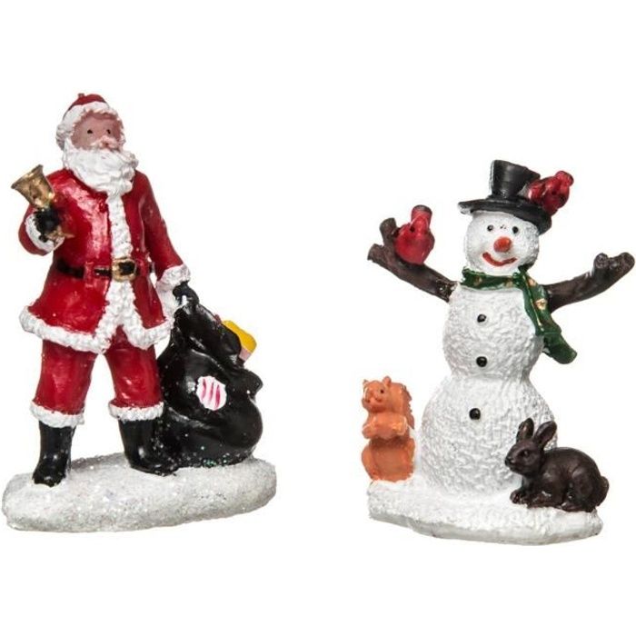 Figurines de Noël Pere Noël et Bonhomme de Neige
