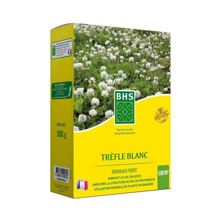 Trefle Blanc - BHS - 500 m²| Favorise la biodiversité, s'adapte a tous types de sols et résiste au piétinement.