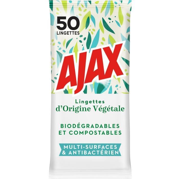 AJAX Lingettes végétales Multi surfaces Antibactérien - x50