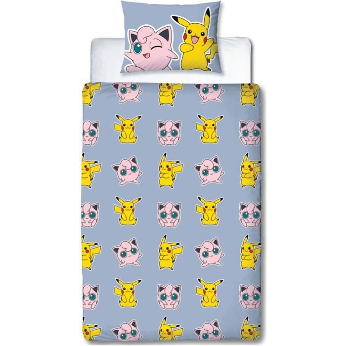 Image secondaire de Parure de lit réversible - POKEMON - Pikachu, Mew, Togepi, Jigglypuff & Métamorph - Microfibre - 140 x 200 cm + 1 taie 63 x 63 c