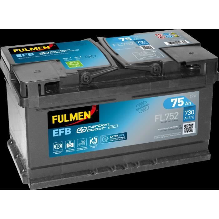 Batterie Auto FULMEN START-STOP EFB FL752 12V 75AH 730A