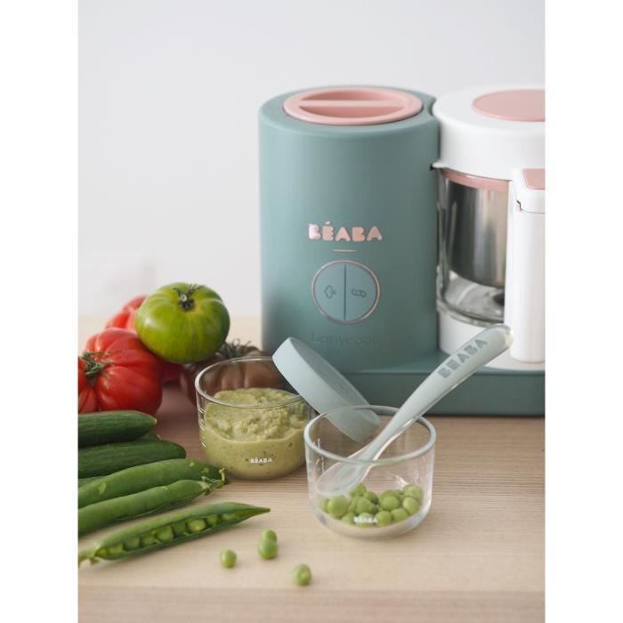 BEABA Babycook Neo - Robot culinaire bébé multifonction 4en1 - Cuit a la vapeur, mixe, décongele, réchauffe - Eucalyptus
