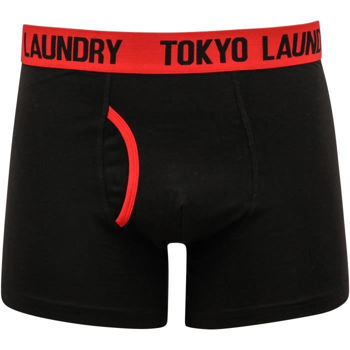 TOKYO LAUNDRY Lot de 2 Boxers Noir/Rouge + Gris/Bleu Surf Homme