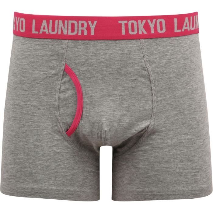 TOKYO LAUNDRY Lot de 2 Boxers Noir/Vert + Gris/Rose Homme