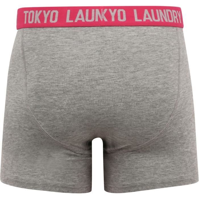 TOKYO LAUNDRY Lot de 2 Boxers Noir/Vert + Gris/Rose Homme