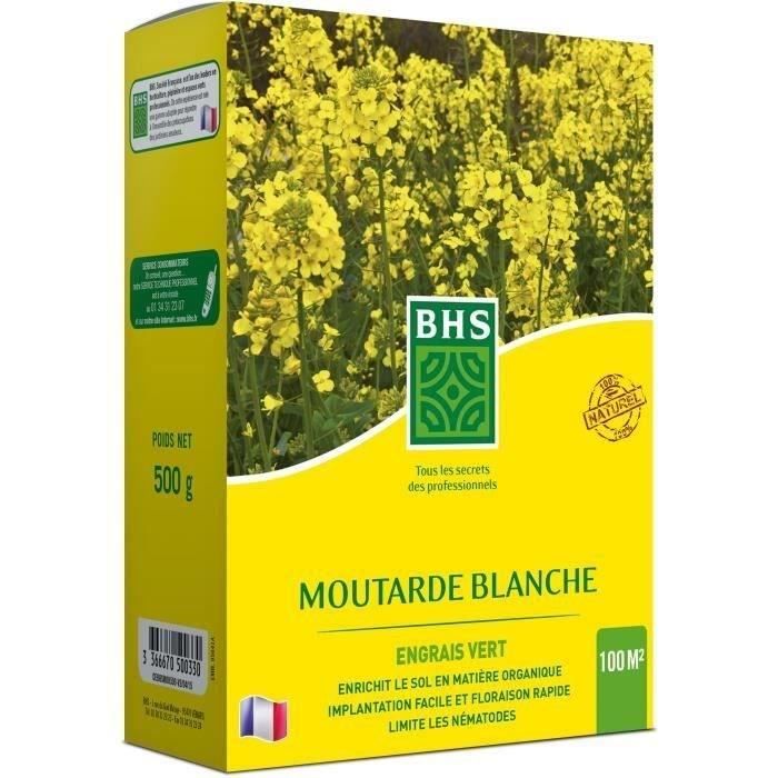 Green Fertilizers - BHS - White Mustard 500g | 100 m� | Improves and disinfects soils for better fertility.