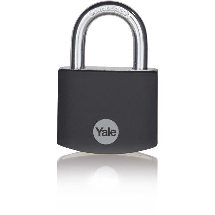 YALE -YE3B/38/119/1/BK - Cadenas aluminium 38 mm - anse acier cémenté - noir - 3 clés - Pour casier - boîte outils - sac