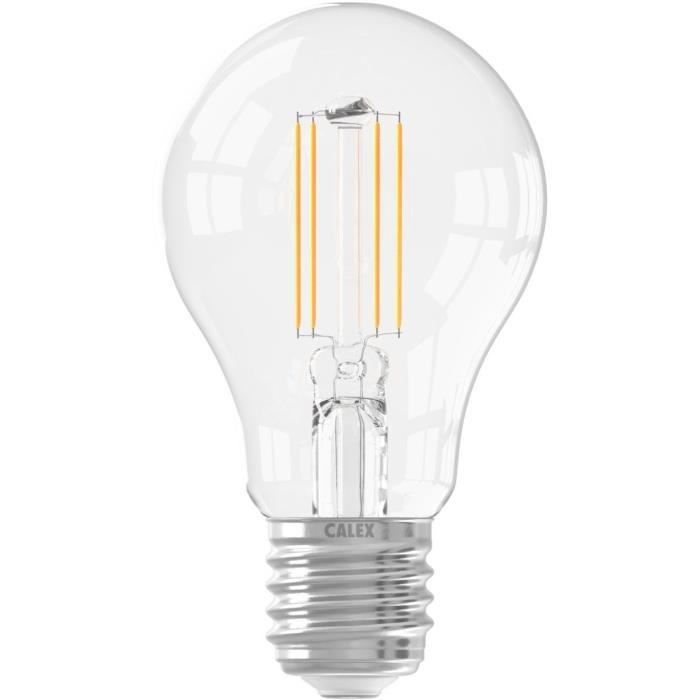 Lampadina LED E27 - CALEX - STANDARD A60 - Filamento dritto - 7 W - 806 lm - 2700 K - Dimmerabile - Trasparente