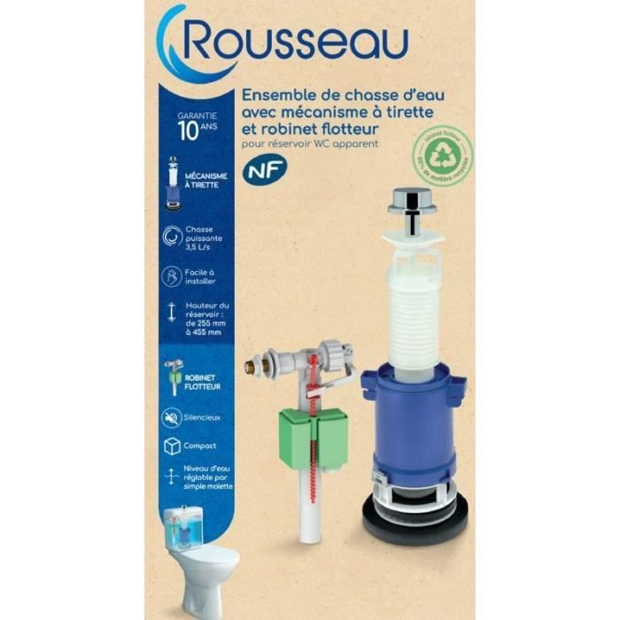 Image secondaire de Kit chasse d'eau à tirette - ROUSSEAU - Certifié NF - Silencieux - Anti-siphonage - Réglable
