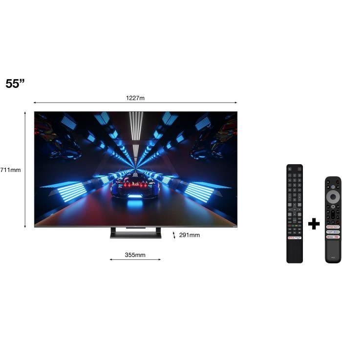 TV QLED TCL 55C731 - 55'' (139cm) 4K UHD - Smart TV Google - Dalle 144Hz Dolby Vision - son Dolby Atmos - HDMI 2.1