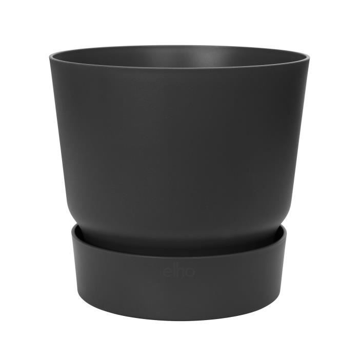 Vaso di fiori rotondo ELHO Greenville 25 - Esterno - Ø 24,48 x H 23,31 cm - Nero vivente